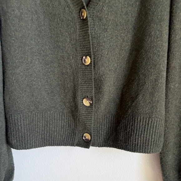 Gap Dark Green Button-Up Cardigan Sweater, V-Neck, Rib Trim, Size Medium - Picture 8 of 8